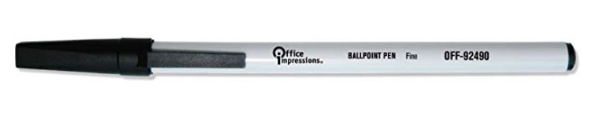 Office Impressions 92490 Economy Stick Ballpoint Pen, Black Ink, 0.7 Mm, 144/pack
